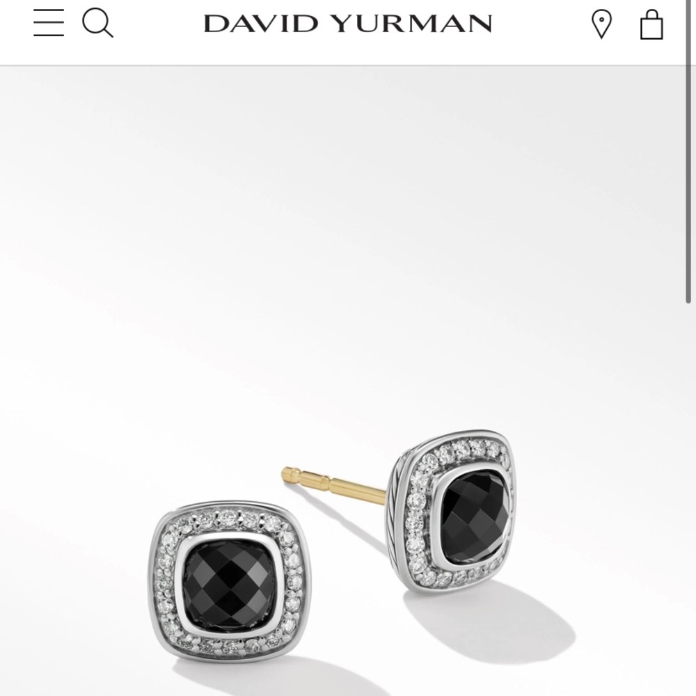 Albion® Stud Earrings in Sterling Silver with Black Onyx and Pavé Diamonds